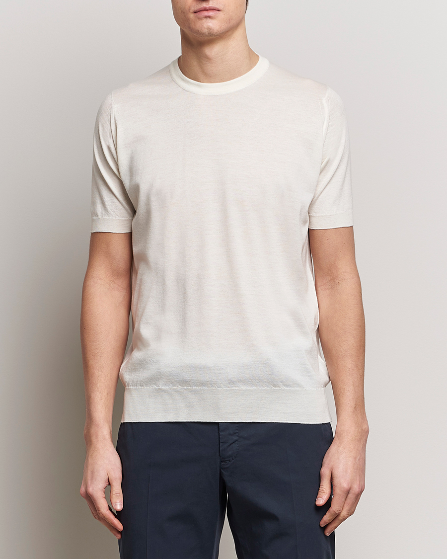 Herren | Kategorie | John Smedley | Hilcote Wool/Sea Island Cotton T-Shirt Chalk White