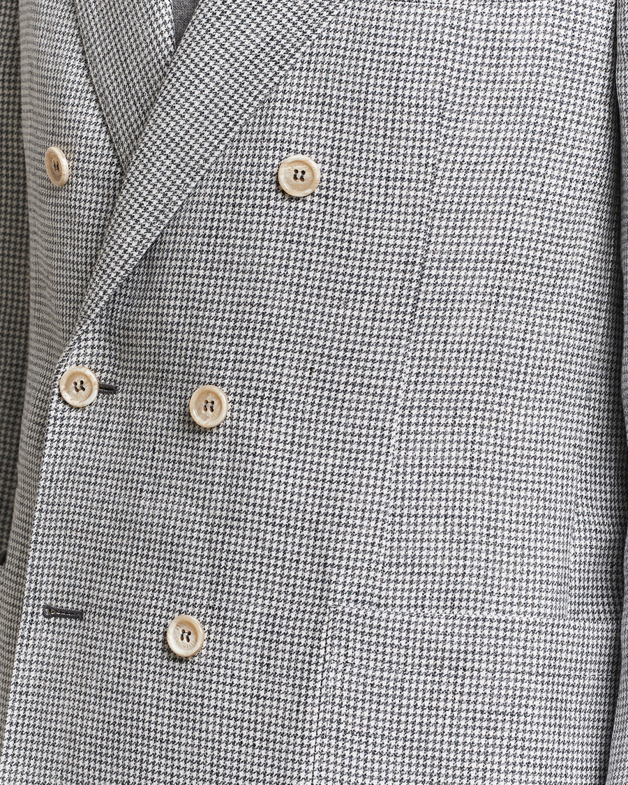 Herren | Sakkos | Brunello Cucinelli | Double Breasted Houndstooth Blazer Light Grey