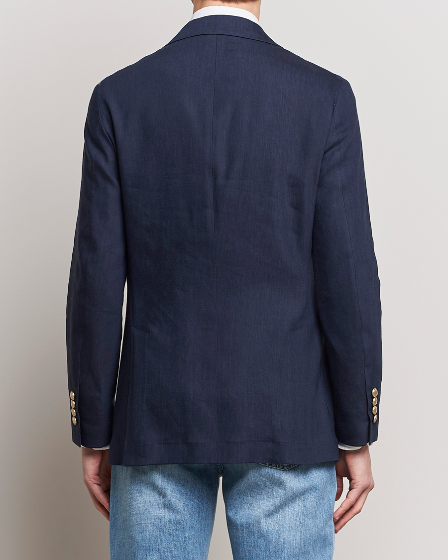 Herren | Sakkos | Brunello Cucinelli | Double Breasted Wool/Linen Blazer Navy