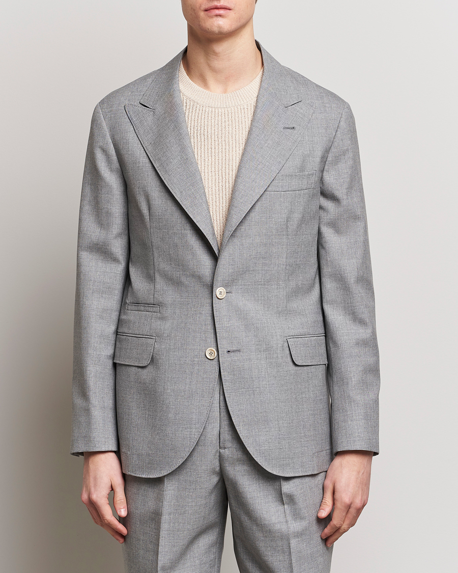 Herren | Italian Department | Brunello Cucinelli | Peak Lapel Wool Blazer Light Grey