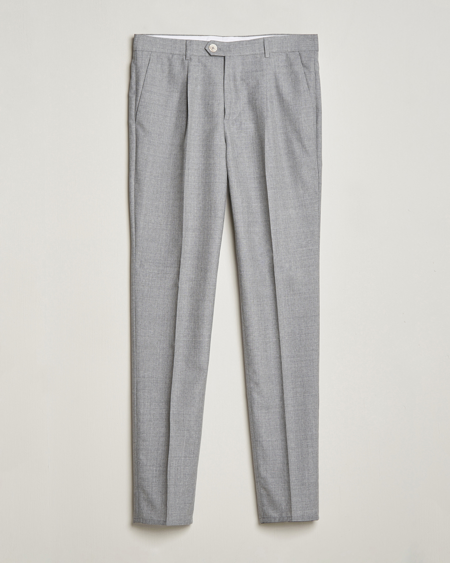 Herren | Hosen | Brunello Cucinelli | Pleated Wool Trousers Light Grey