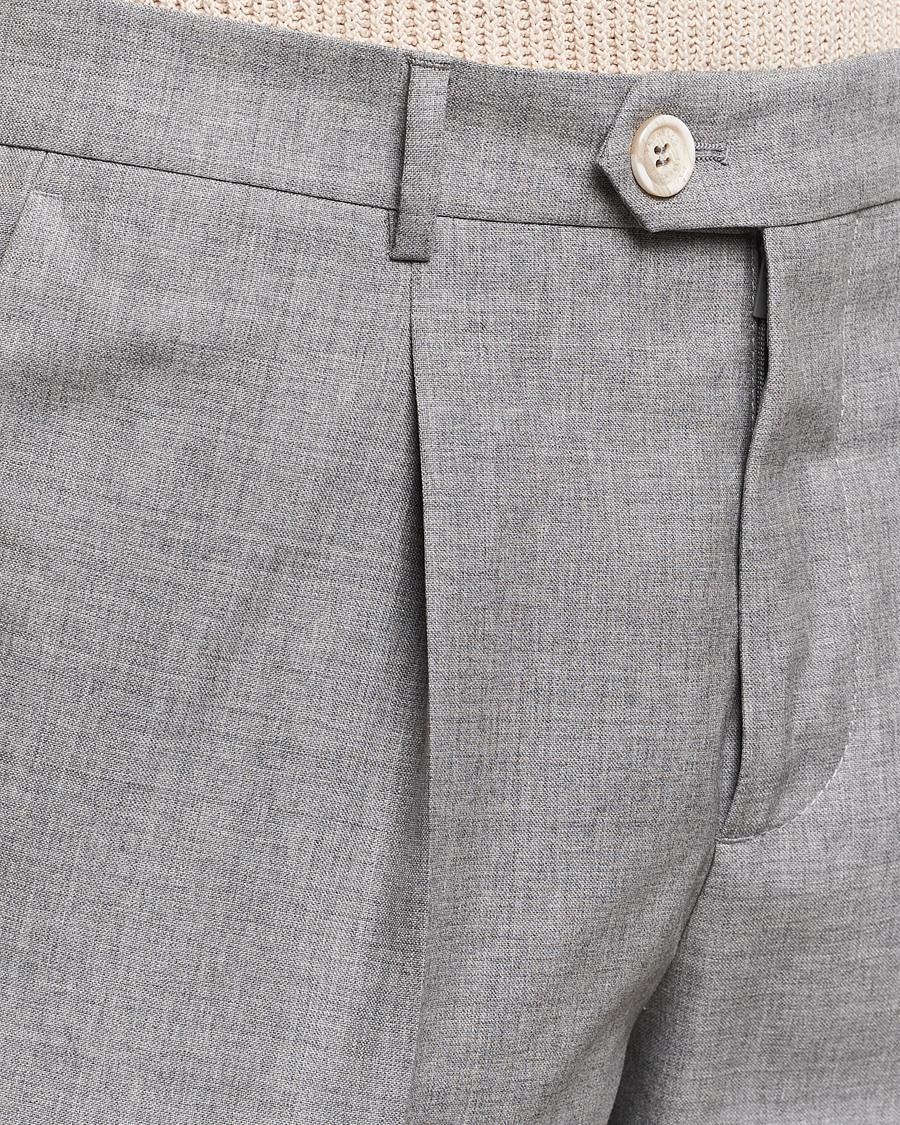 Herren | Hosen | Brunello Cucinelli | Pleated Wool Trousers Light Grey
