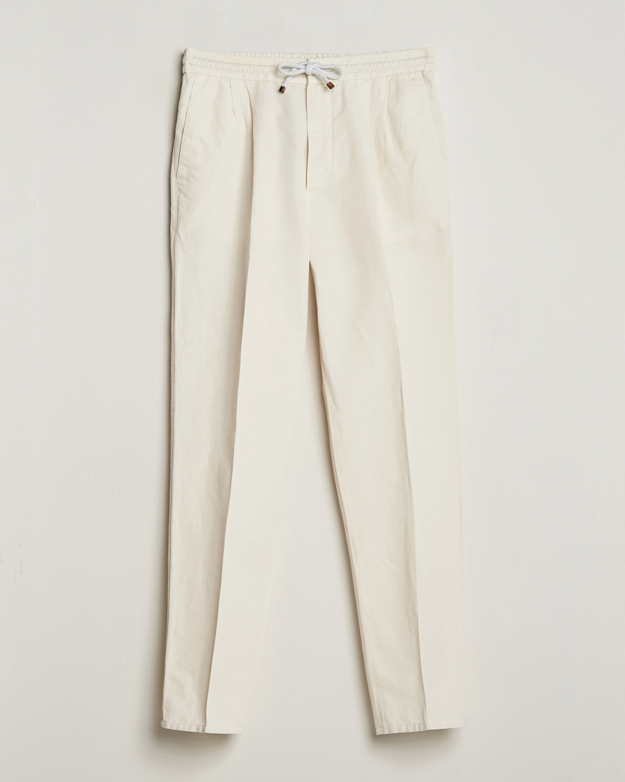 Herren | Hosen | Brunello Cucinelli | Cotton/Linen Drawstring Pants Off White