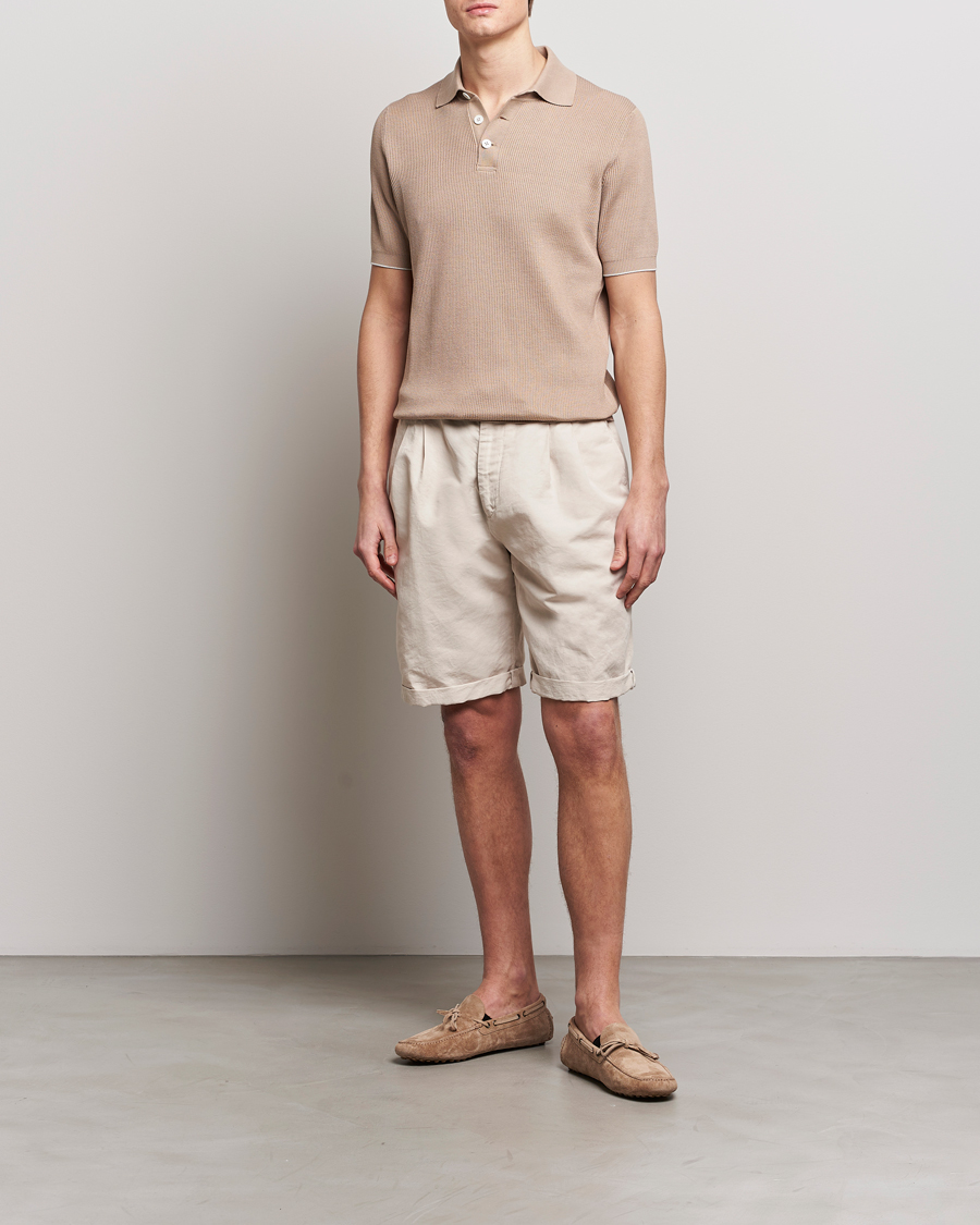 Herren | Poloshirts | Brunello Cucinelli | Rib Stitch Knitted Polo Beige