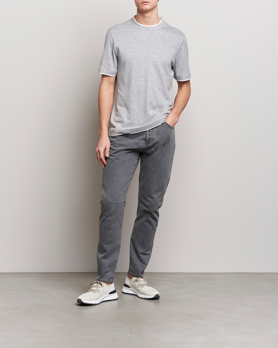 Herren | T-Shirts | Brunello Cucinelli | Cotton/Linen T-Shirt Light Grey