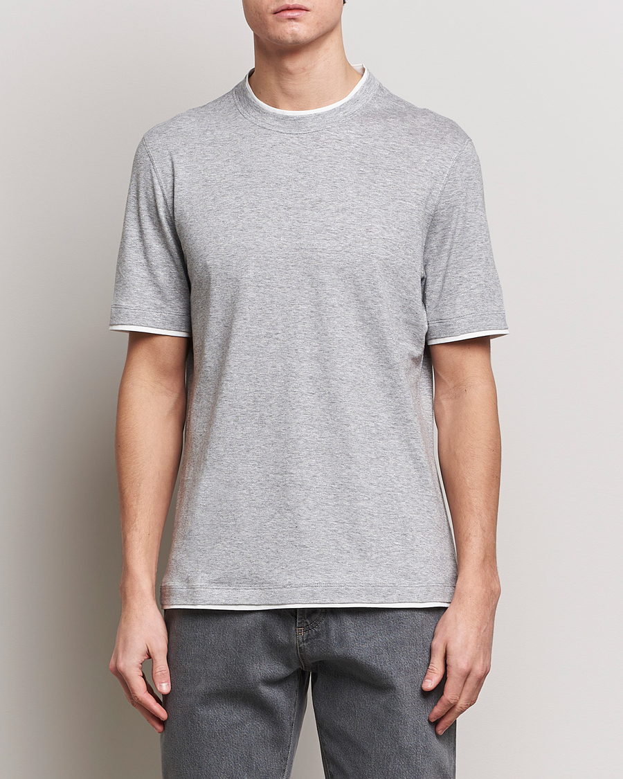 Herren | Kurzarm T-Shirt | Brunello Cucinelli | Cotton/Linen T-Shirt Light Grey