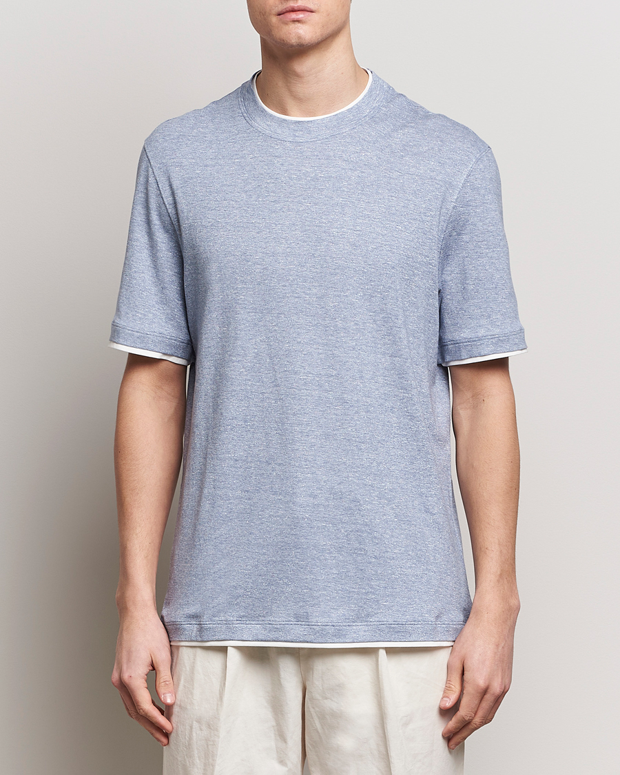 Herren | Italian Department | Brunello Cucinelli | Cotton/Linen T-Shirt Light Blue