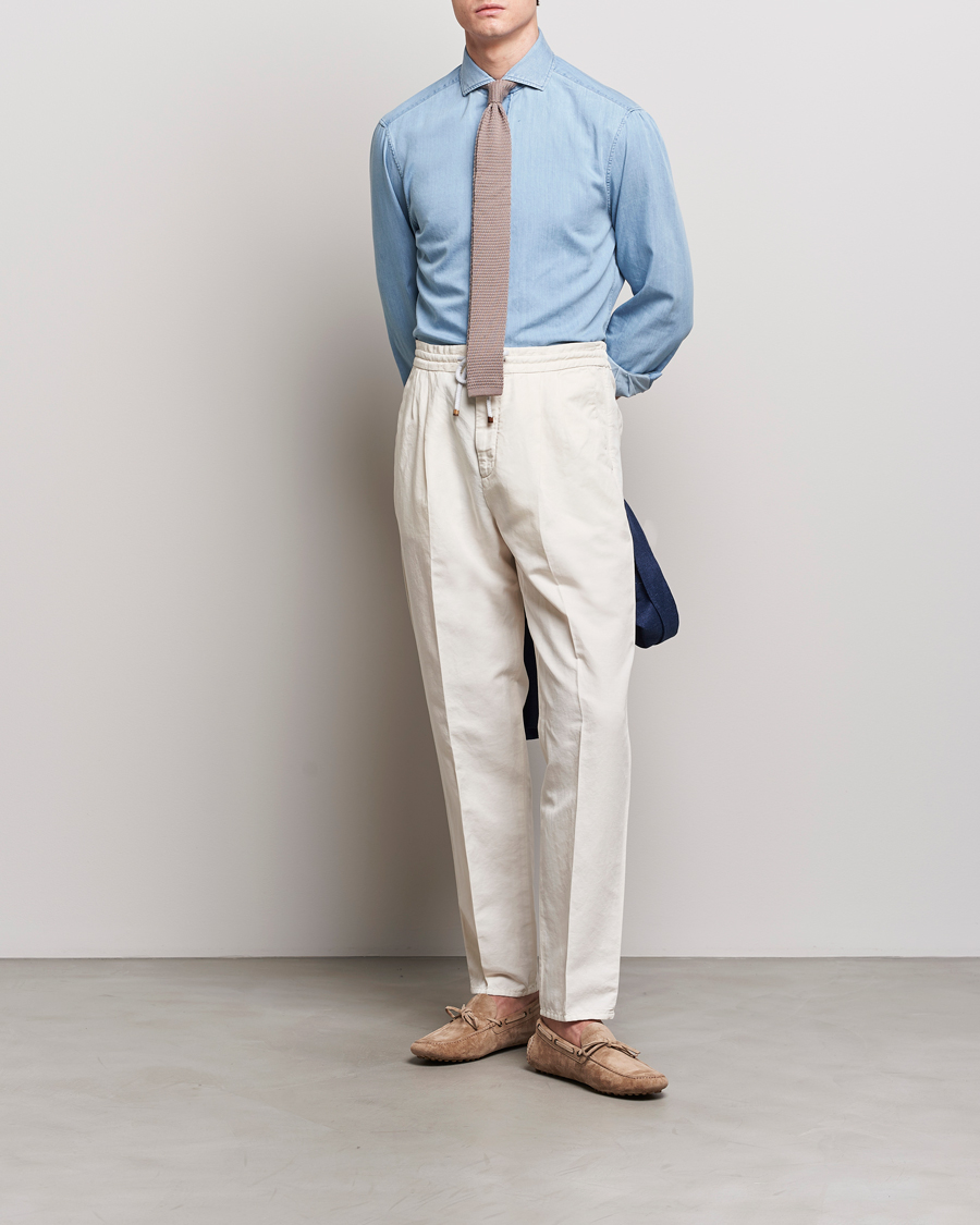 Herren | Hemden | Brunello Cucinelli | Slim Fit Denim Shirt Light Indigo