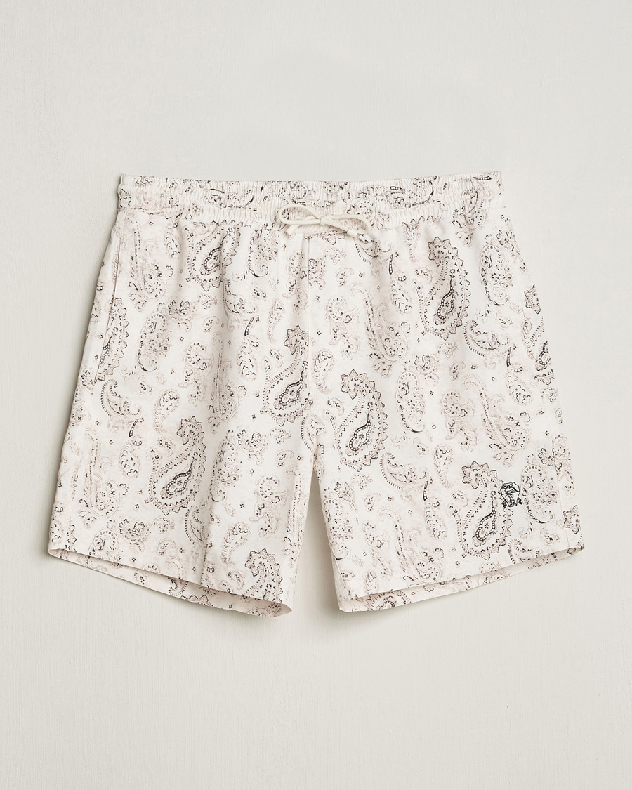 Herren | Badehosen | Brunello Cucinelli | Paisley Swim Trunks Light Beige