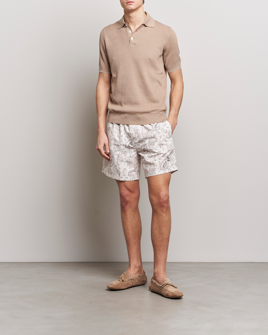 Herren | Badehosen | Brunello Cucinelli | Paisley Swim Trunks Light Beige
