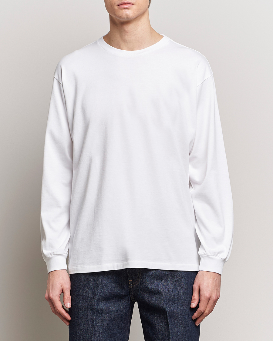 Men | Luxury Brands | Auralee | Luster Plating Long Sleeve T-Shirt White