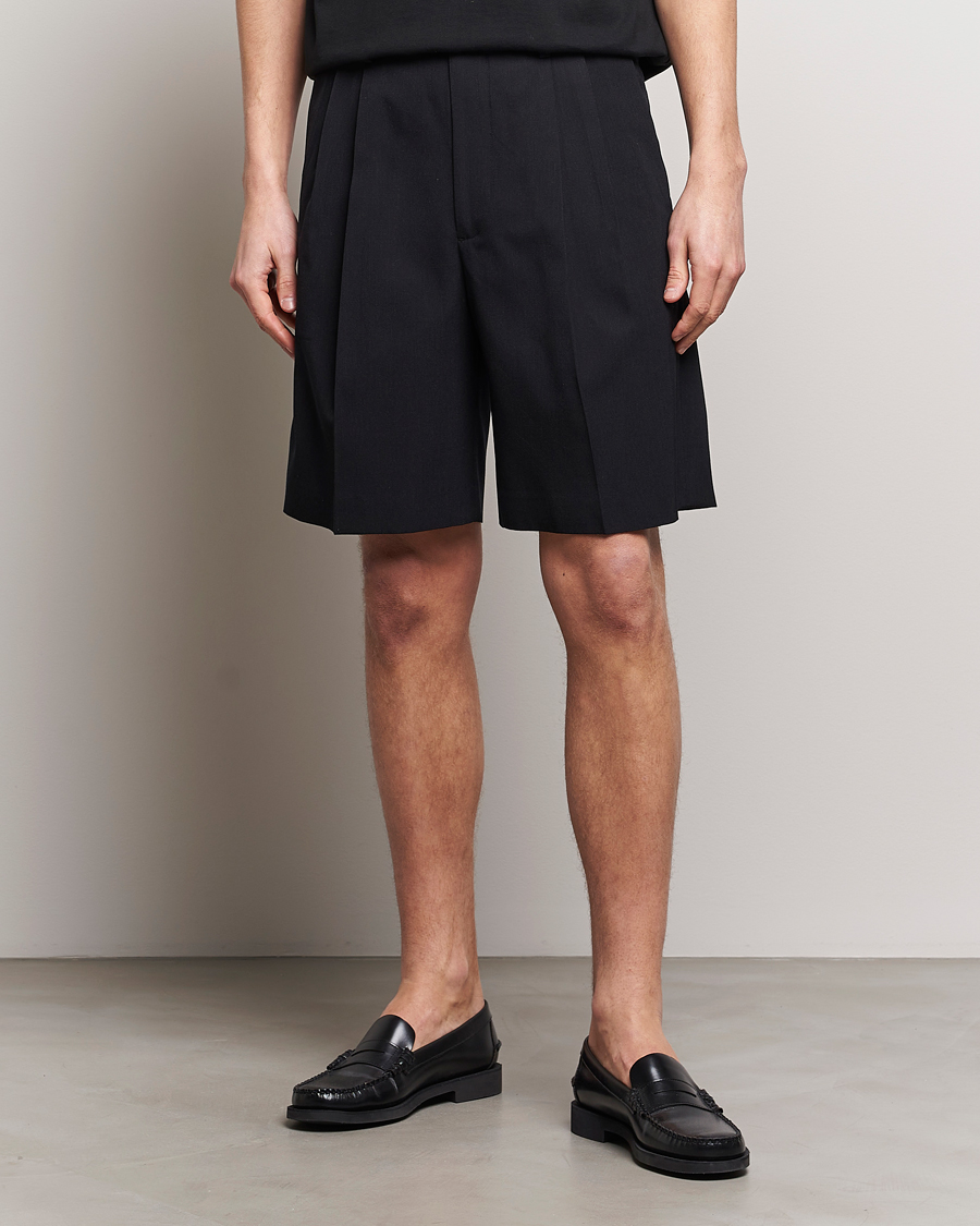 Men | Japanese Department | Auralee | Light Wool Gabardine Shorts Black