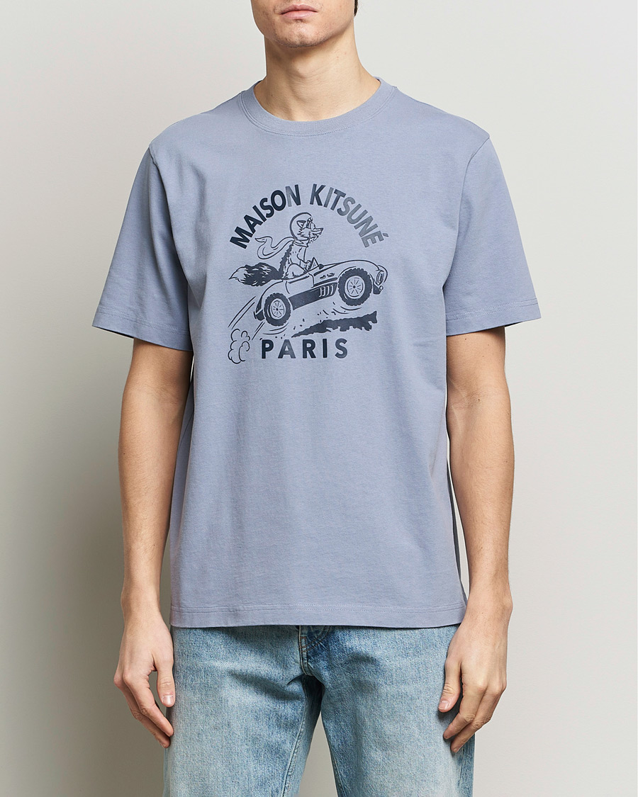 Herren | Kurzarm T-Shirt | Maison Kitsuné | Racing Fox T-Shirt Duster Blue