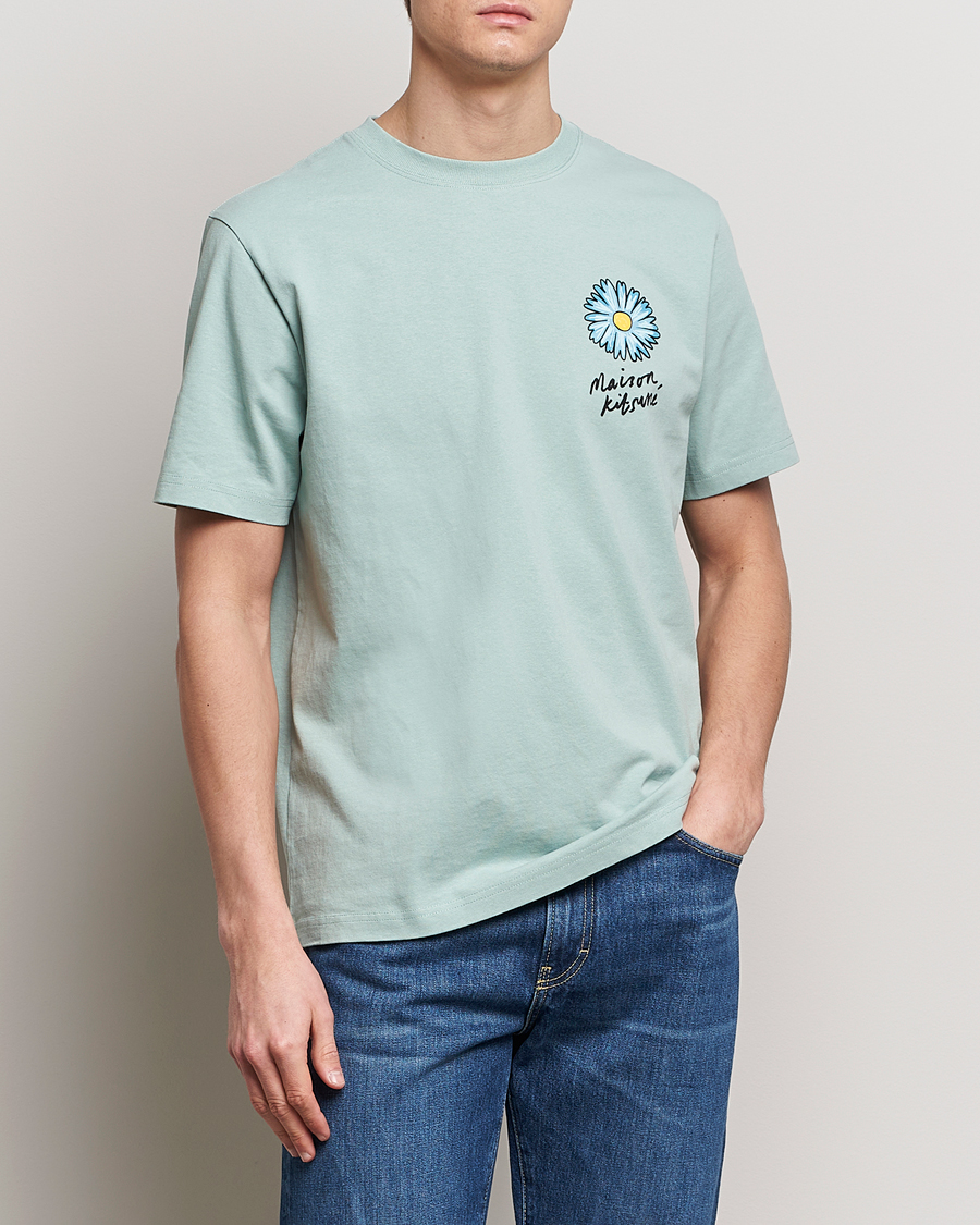 Herren | Kurzarm T-Shirt | Maison Kitsuné | Floating Flower T-Shirt Seafoam Blue