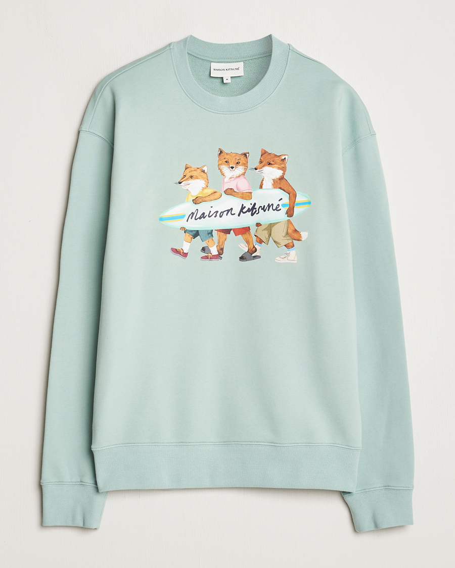 Herren | Pullover | Maison Kitsuné | Surfing Foxes Sweatshirt Seafoam Blue