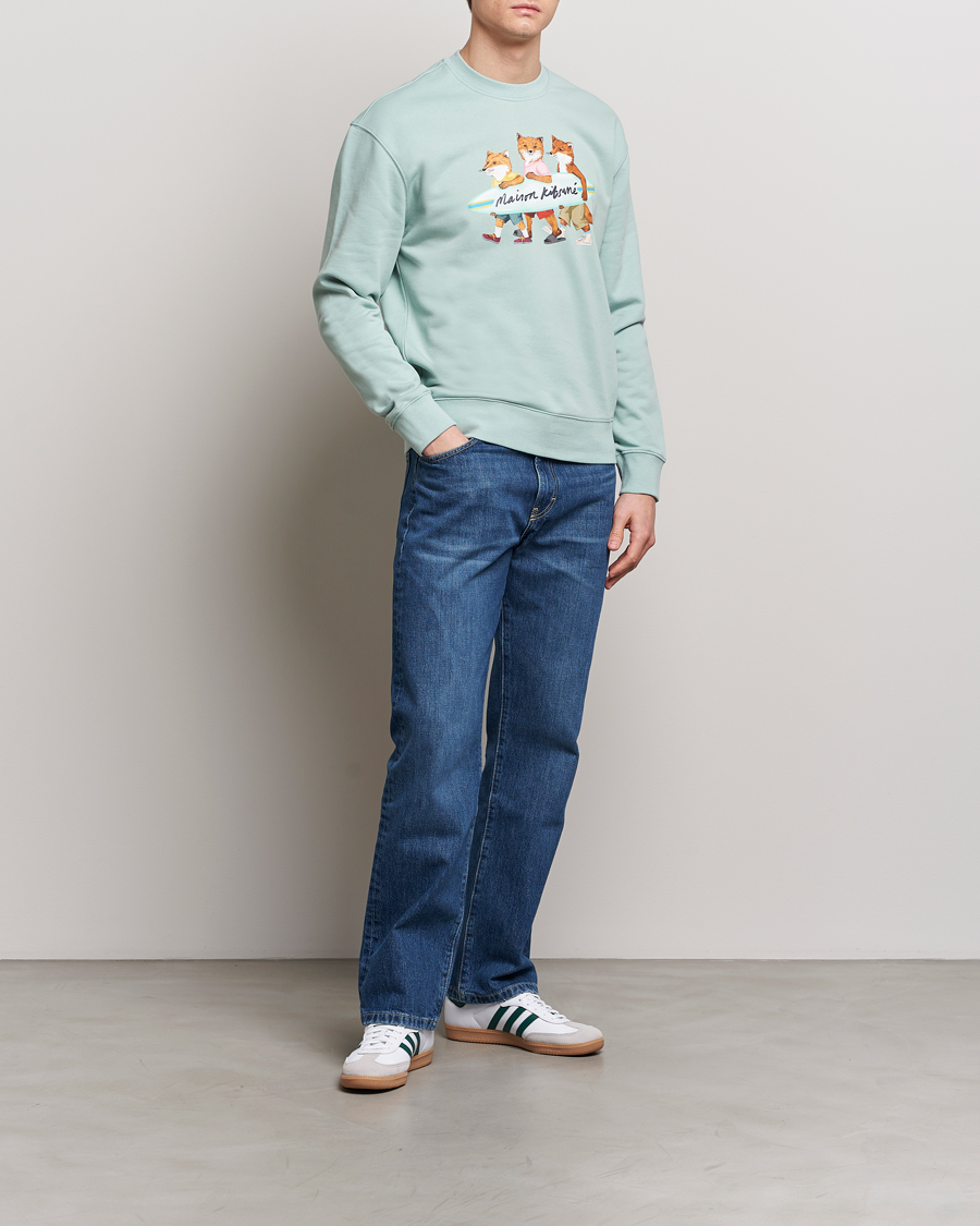 Herren | Pullover | Maison Kitsuné | Surfing Foxes Sweatshirt Seafoam Blue