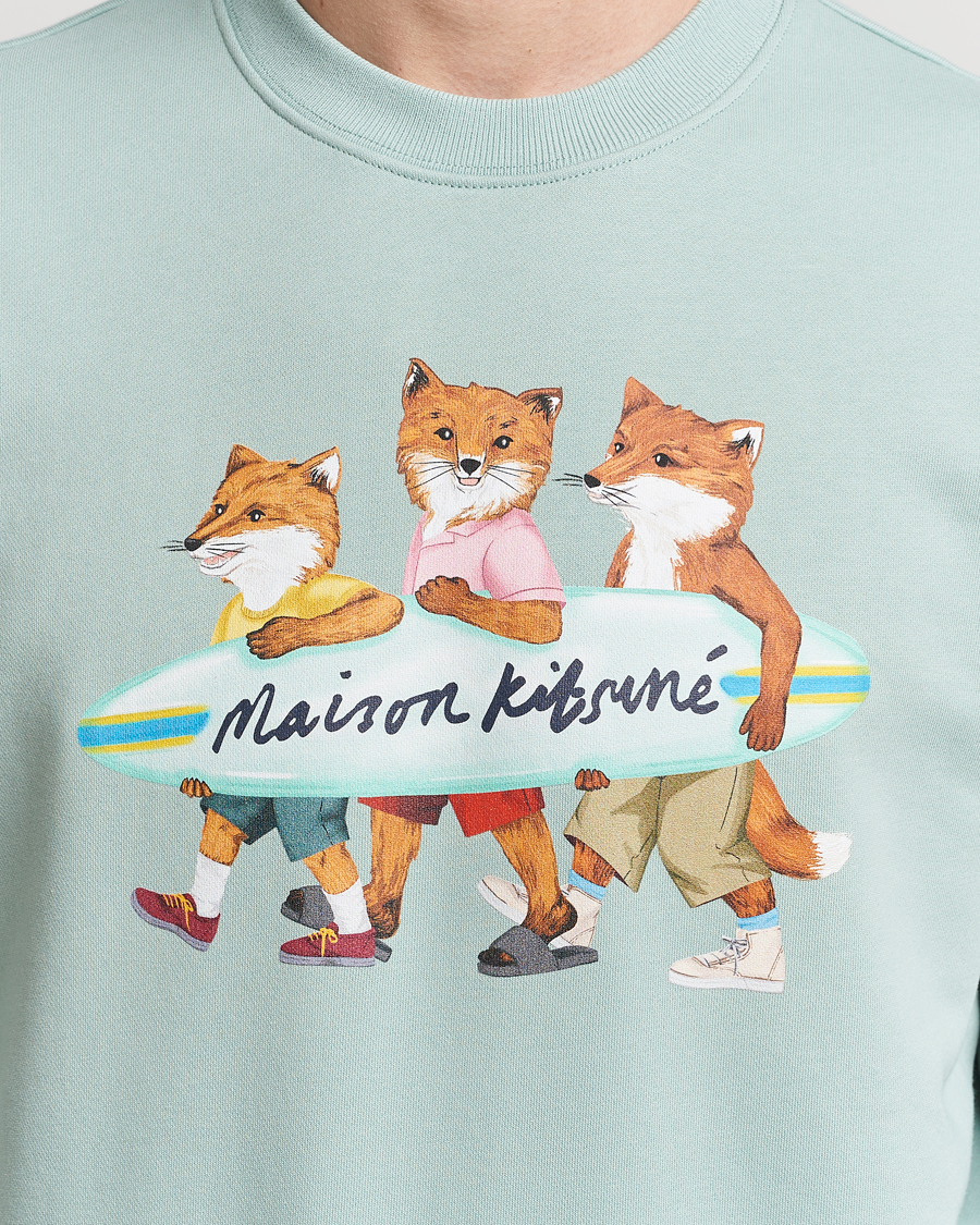 Herren | Pullover | Maison Kitsuné | Surfing Foxes Sweatshirt Seafoam Blue