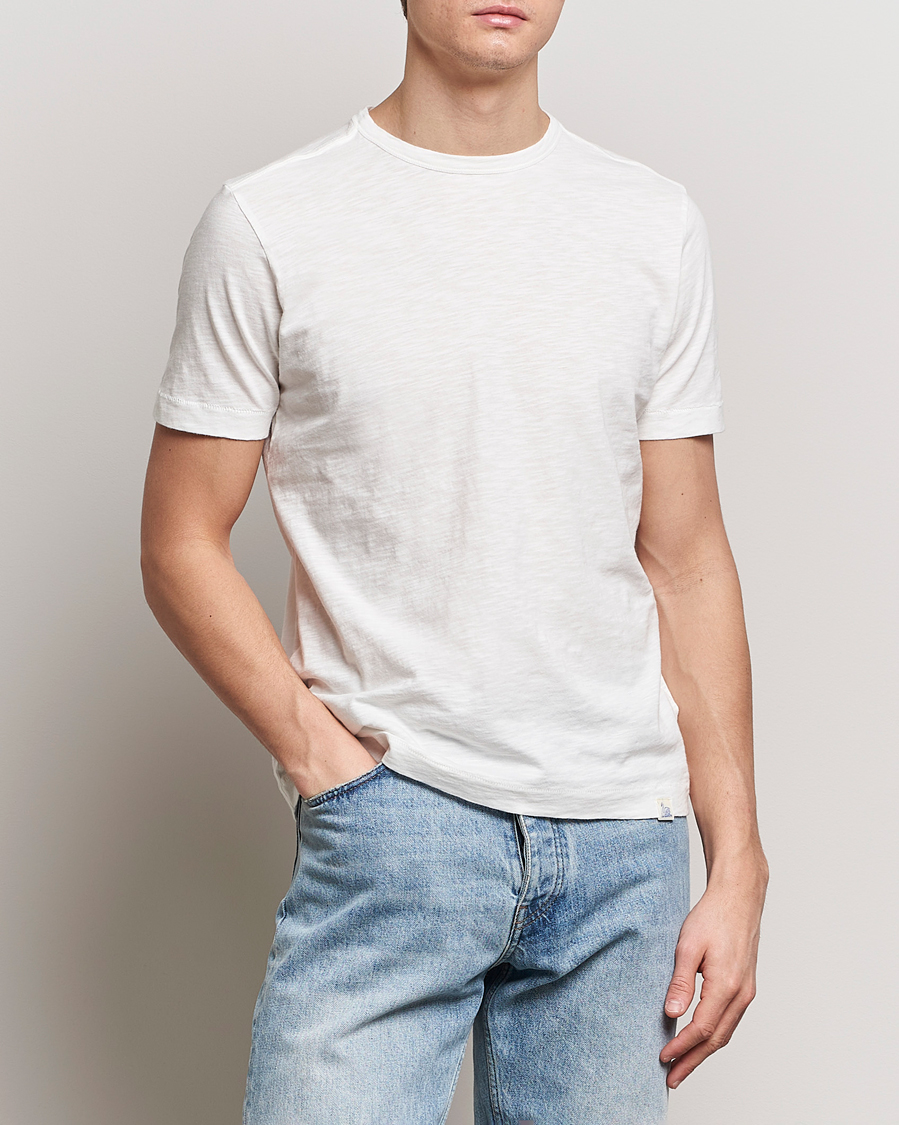 Herren | Kurzarm T-Shirt | Merz b. Schwanen | Organic Pima Cotton Slub Crew Neck T-Shirt White