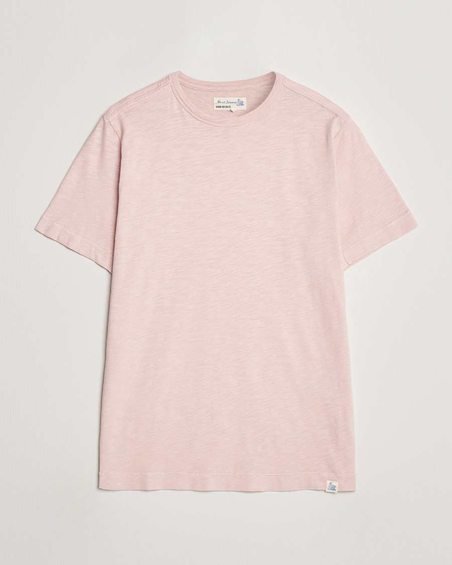 Herren | T-Shirts | Merz b. Schwanen | Organic Pima Cotton Slub Crew Neck T-Shirt Dusted Pink