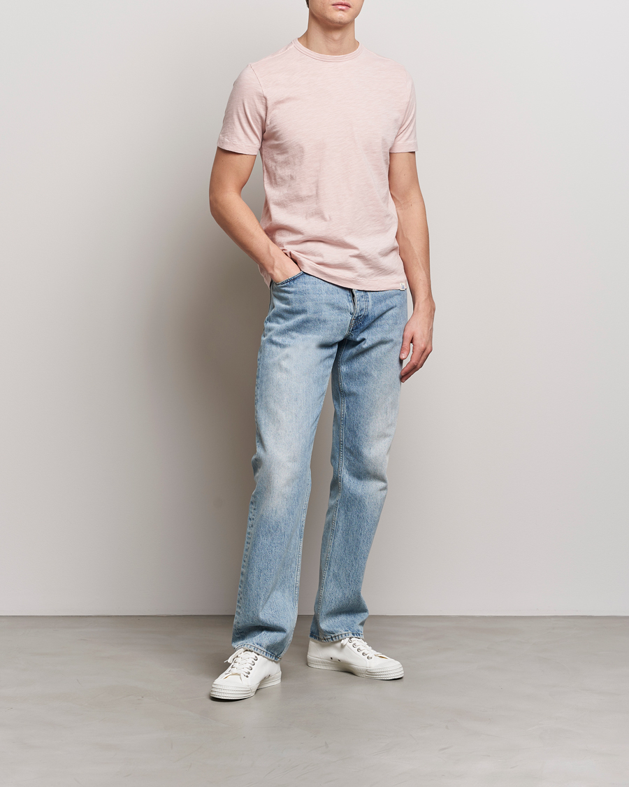 Herren | T-Shirts | Merz b. Schwanen | Organic Pima Cotton Slub Crew Neck T-Shirt Dusted Pink