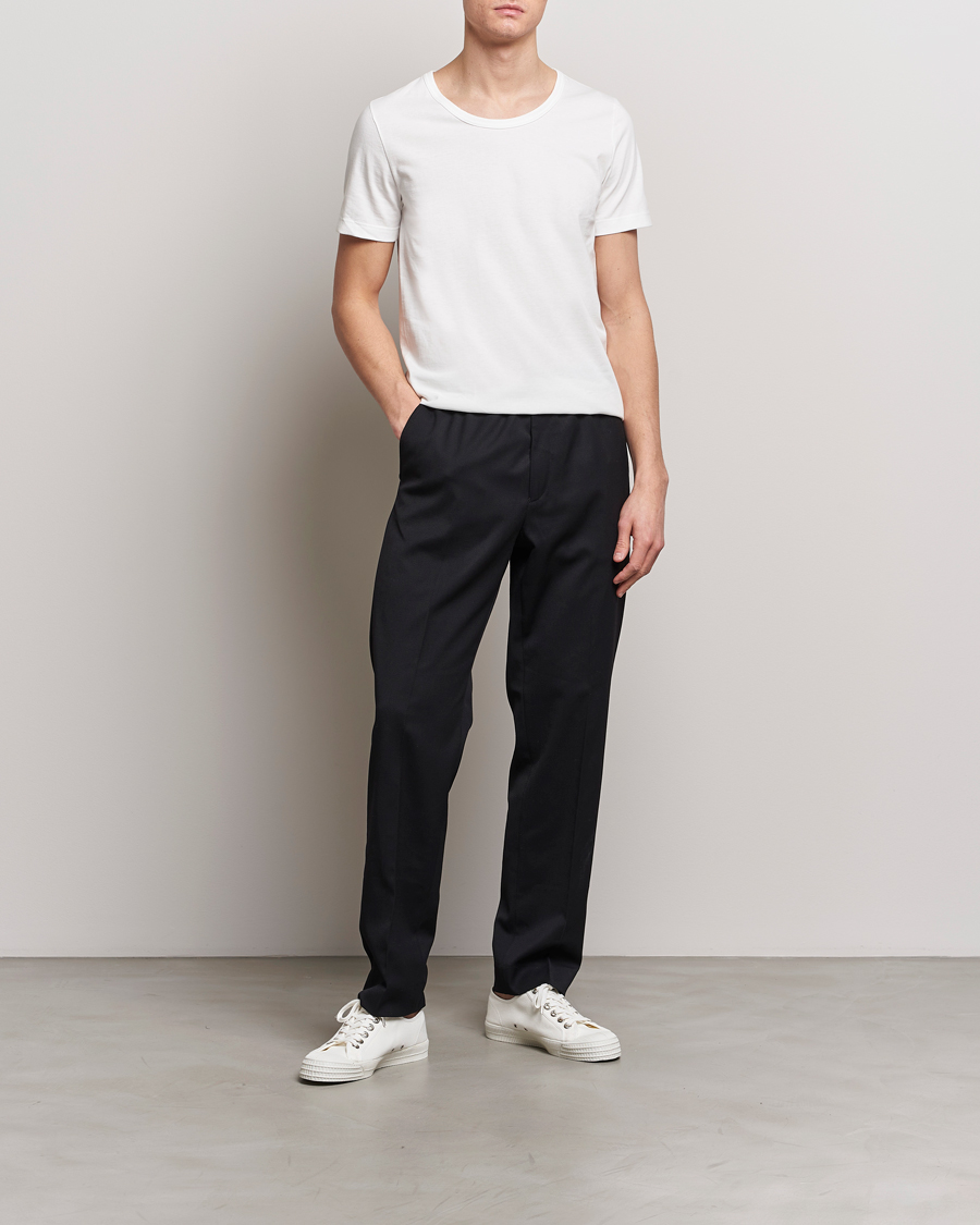 Herren | T-Shirts | Merz b. Schwanen | 1970s Classic Loopwheeled V-Neck T-Shirt White