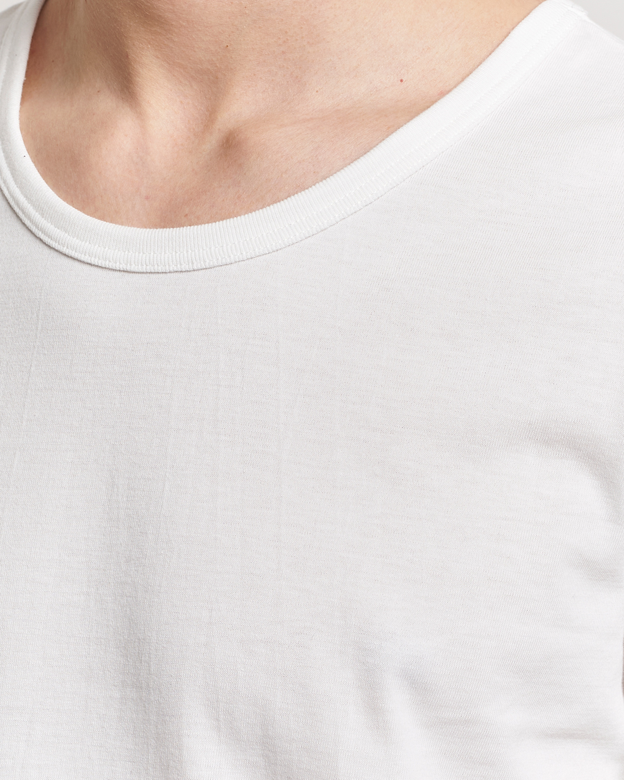 Herren | T-Shirts | Merz b. Schwanen | 1970s Classic Loopwheeled V-Neck T-Shirt White