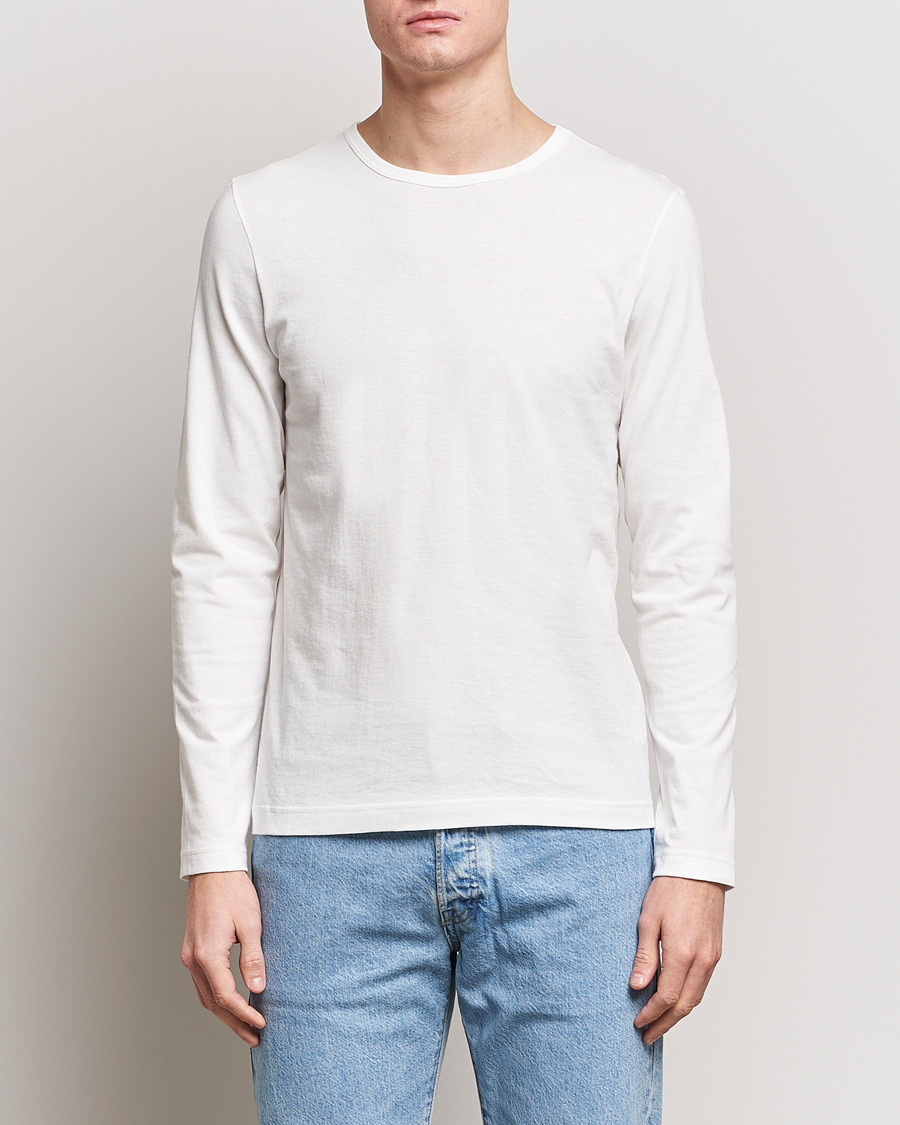 Herren | Langarm T-Shirt | Merz b. Schwanen | 1950s Classic Loopwheeled Longsleeve T-Shirt White