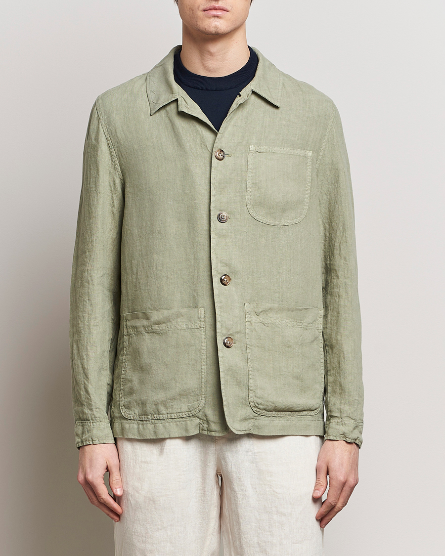 Herren | Kategorie | Altea | Linen Shirt Jacket Olive