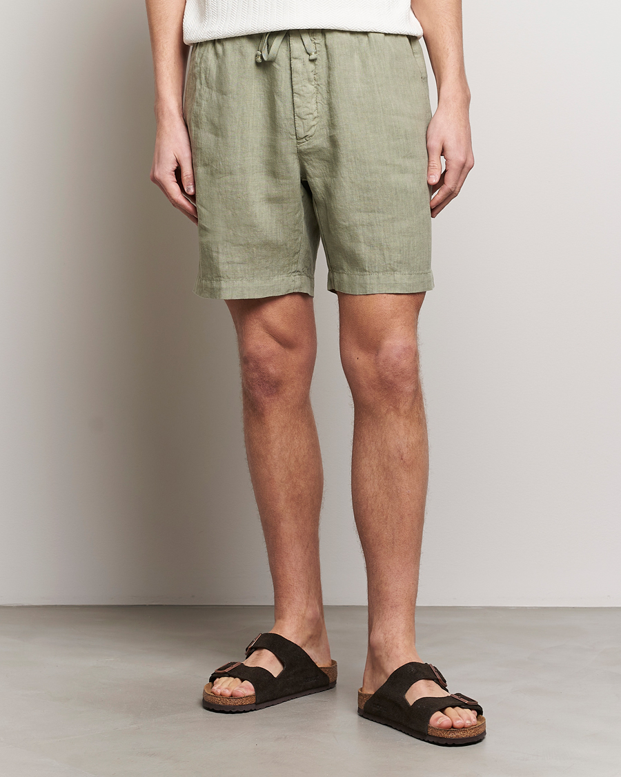 Men | Shorts | Altea | Linen Drawstring Shorts Olive