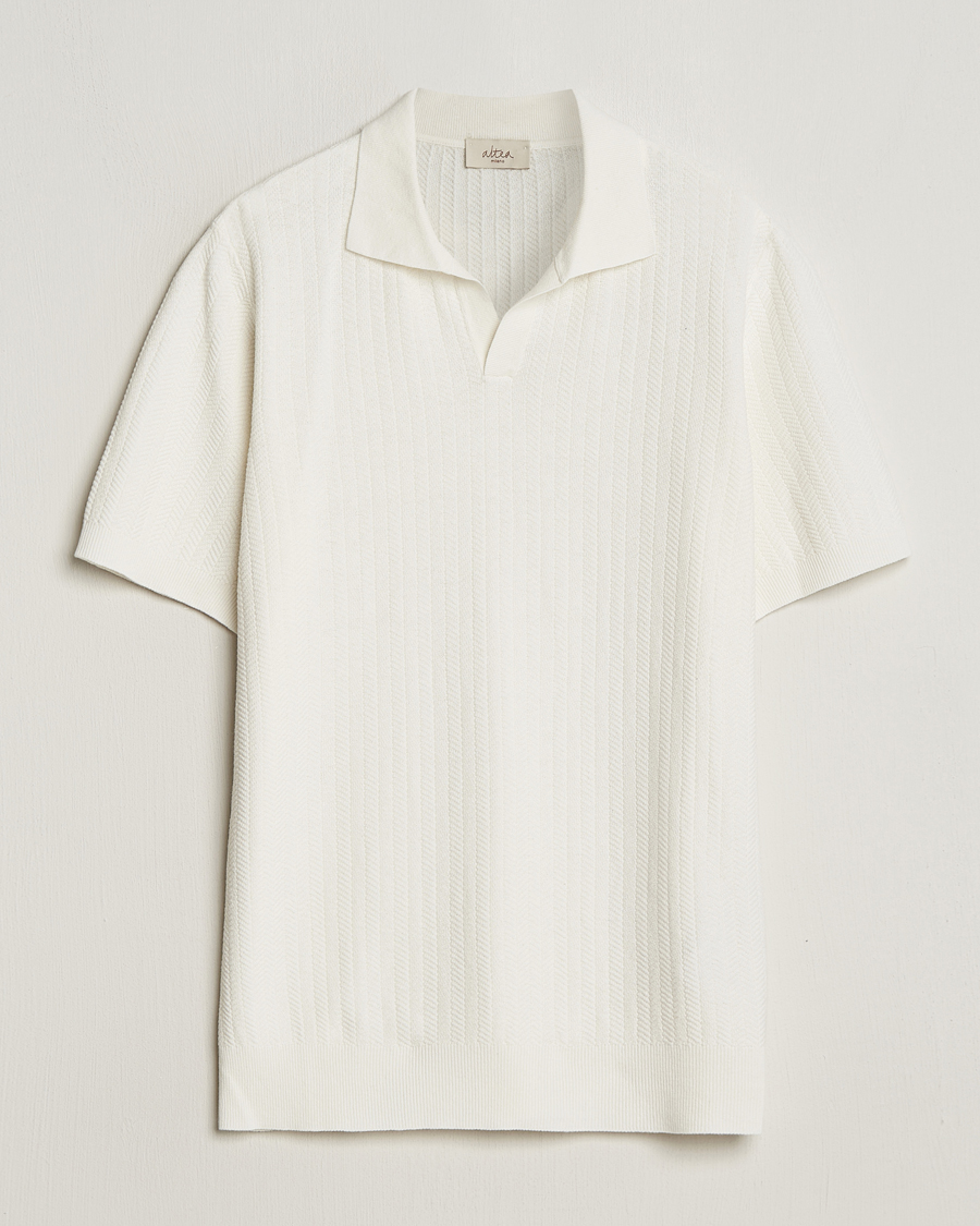 Herren | Poloshirts | Altea | Knitted Chevron Polo Off White
