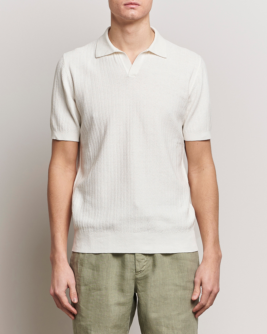 Herren | Poloshirts | Altea | Knitted Chevron Polo Off White