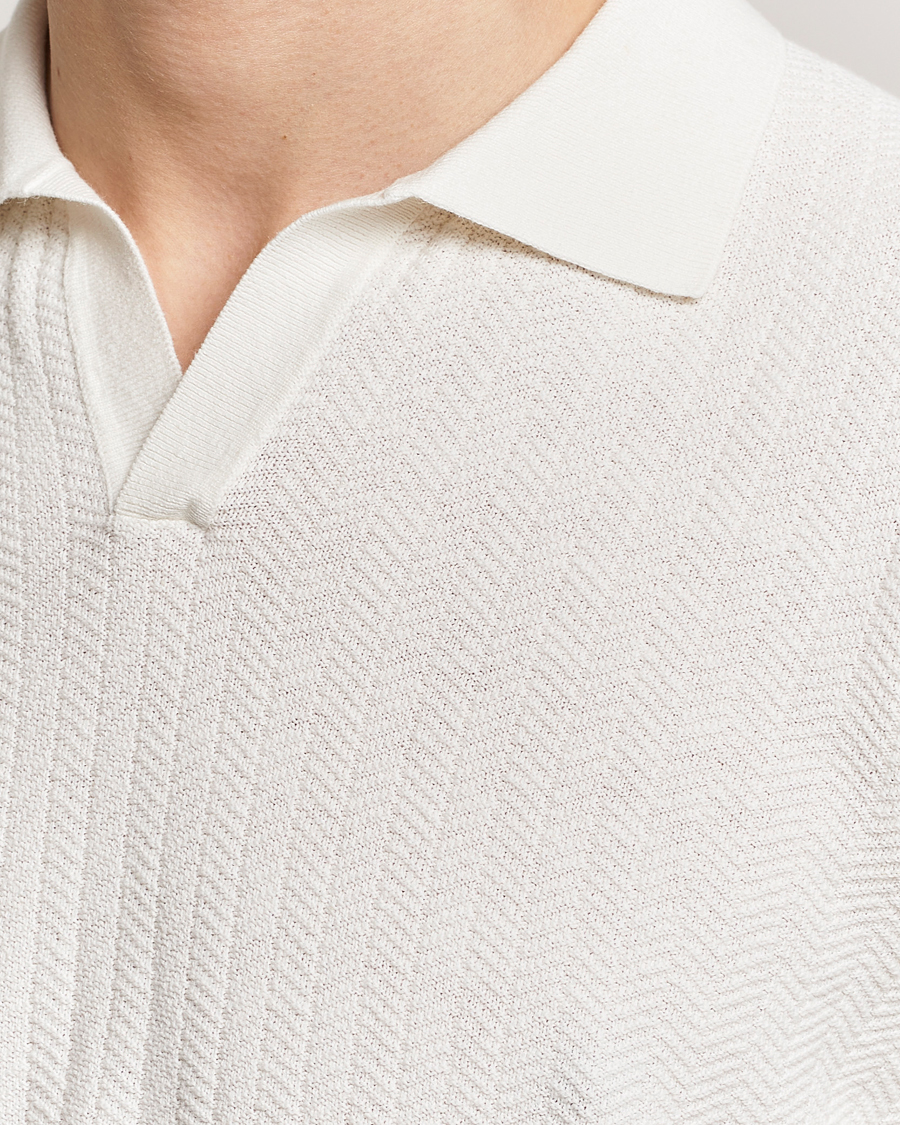 Herren | Poloshirts | Altea | Knitted Chevron Polo Off White