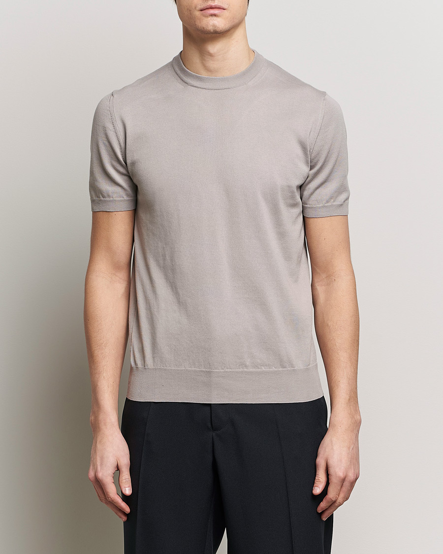 Herren | T-Shirts | Altea | Extrafine Cotton Knit T-Shirt Taupe