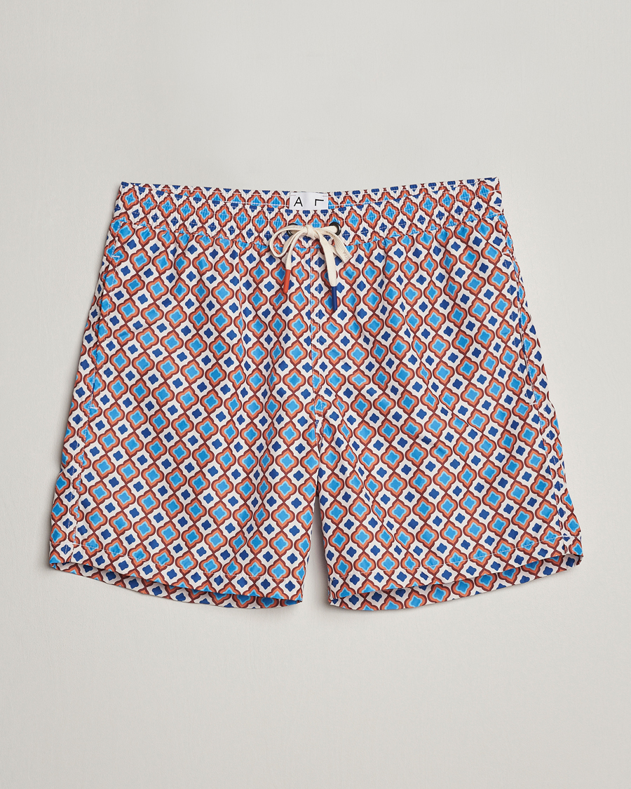 Herren | Badehosen | Altea | Printed Swim Shorts Blue/Orange