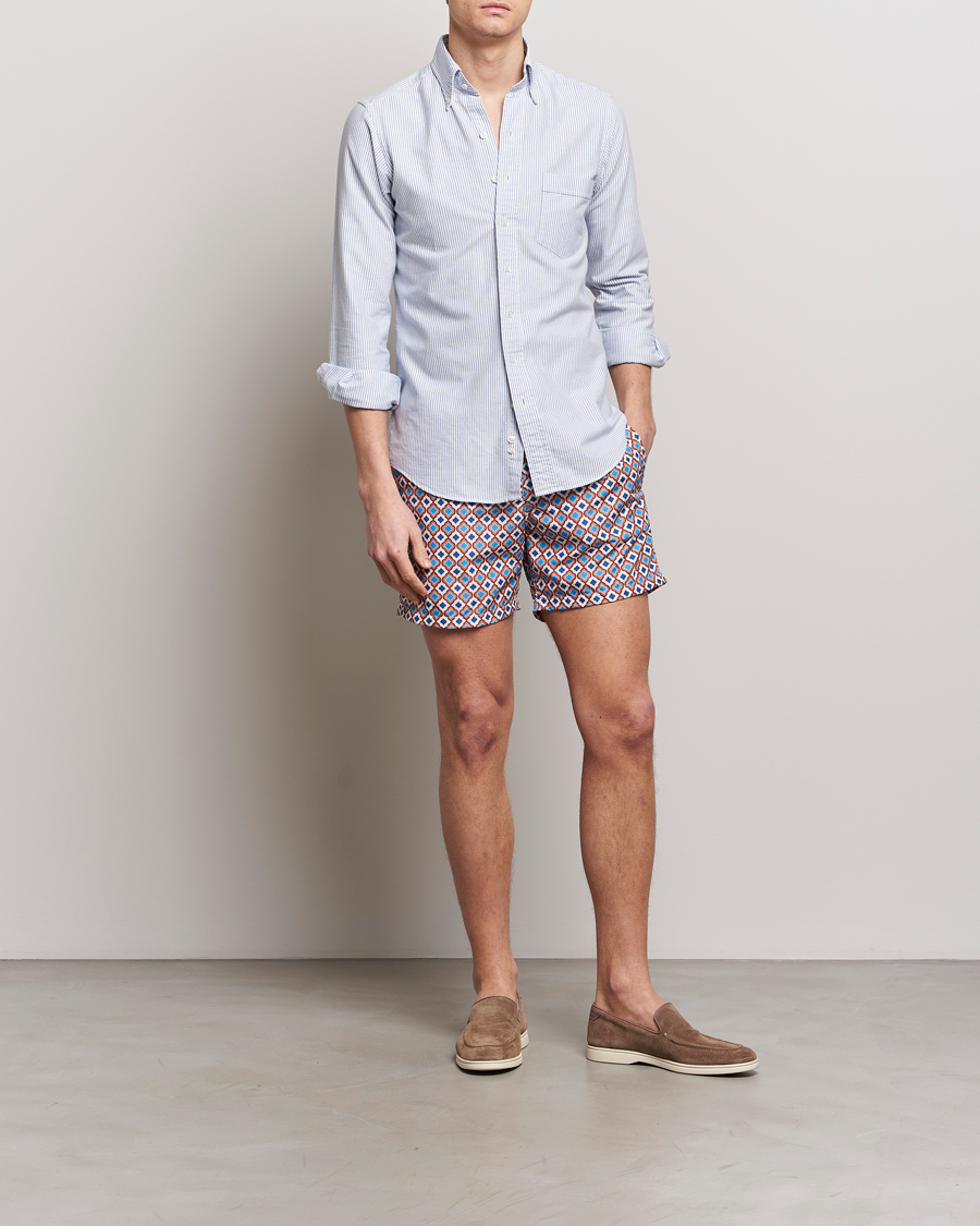 Herren | Badehosen | Altea | Printed Swim Shorts Blue/Orange