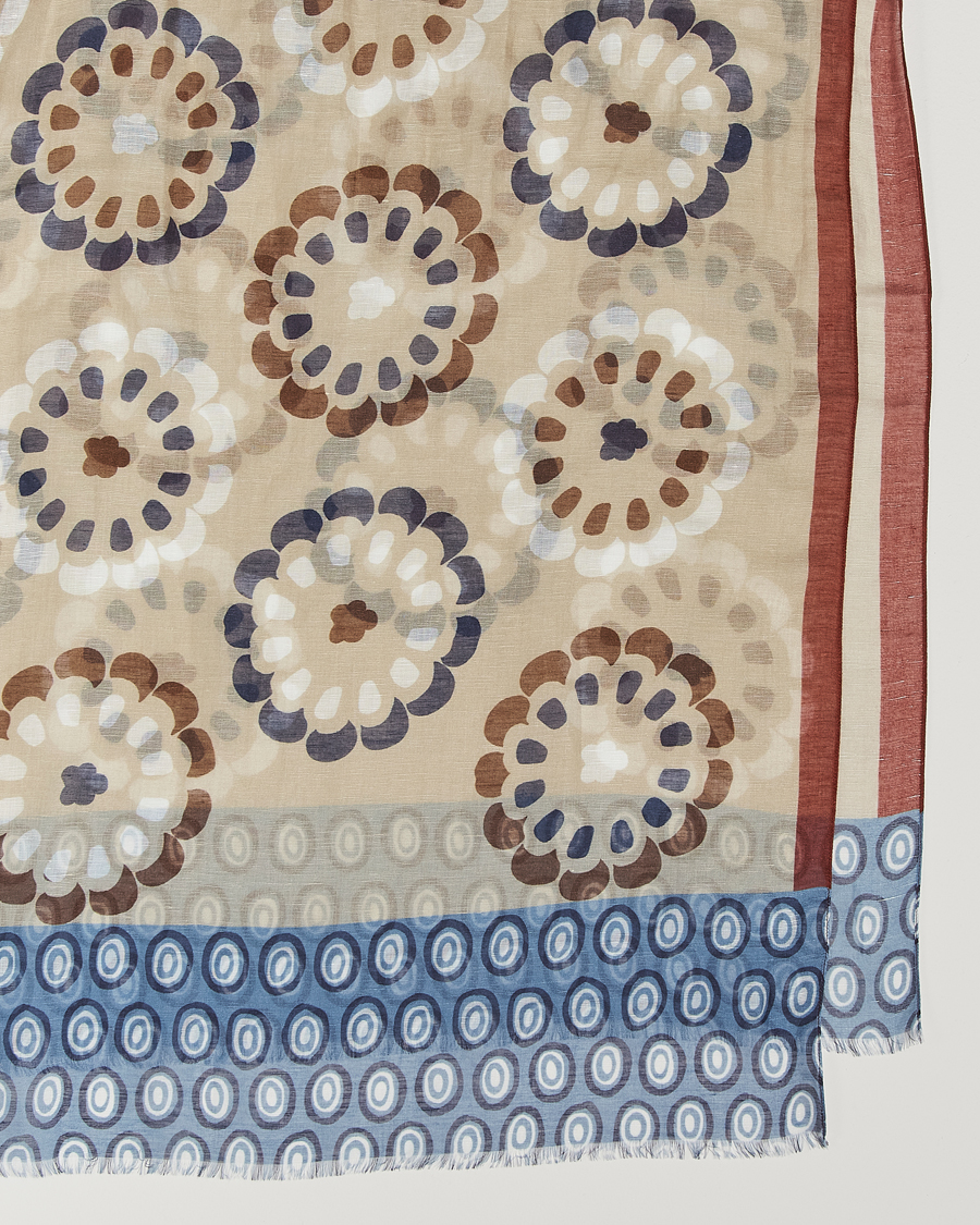 Herren | Altea Printed Linen Scarf Beige/Burgundy | Altea | Printed Linen Scarf Beige/Burgundy