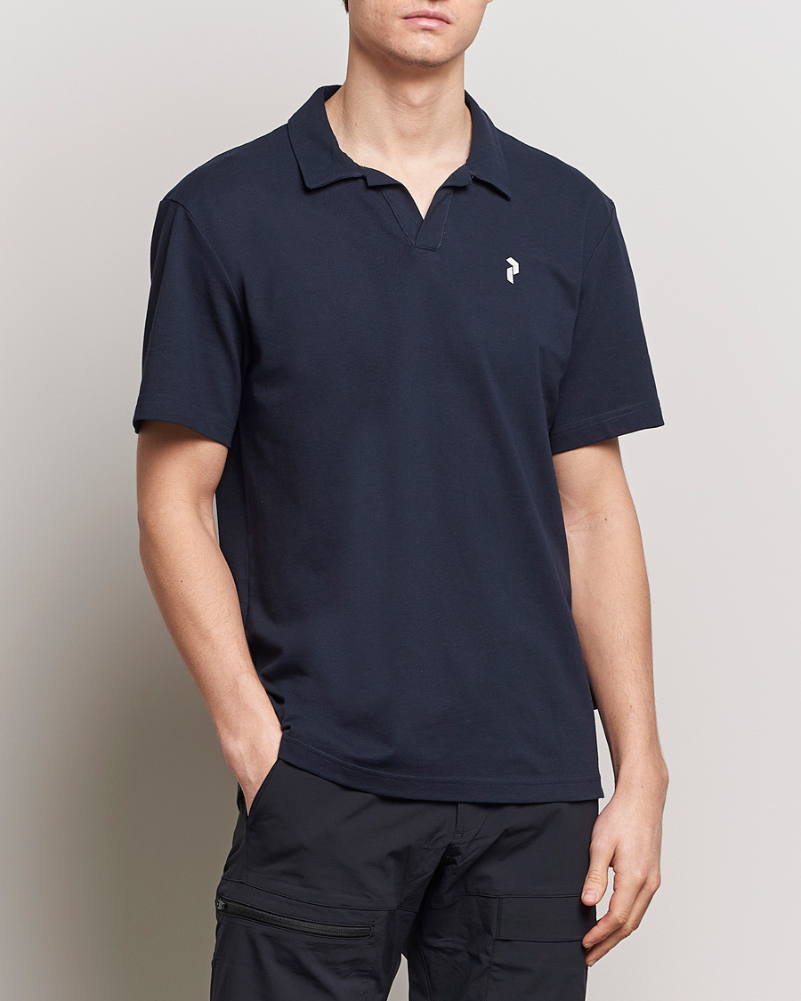 Herren | Poloshirts | Peak Performance | Cotton Coolmax Open Collar Polo Salute Blue