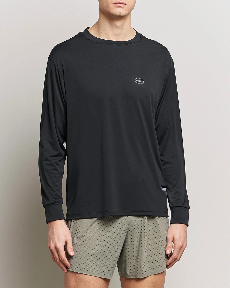 Herren | Schwartze t-shirts | Satisfy | AuraLite Long Sleeve T-Shirt Black
