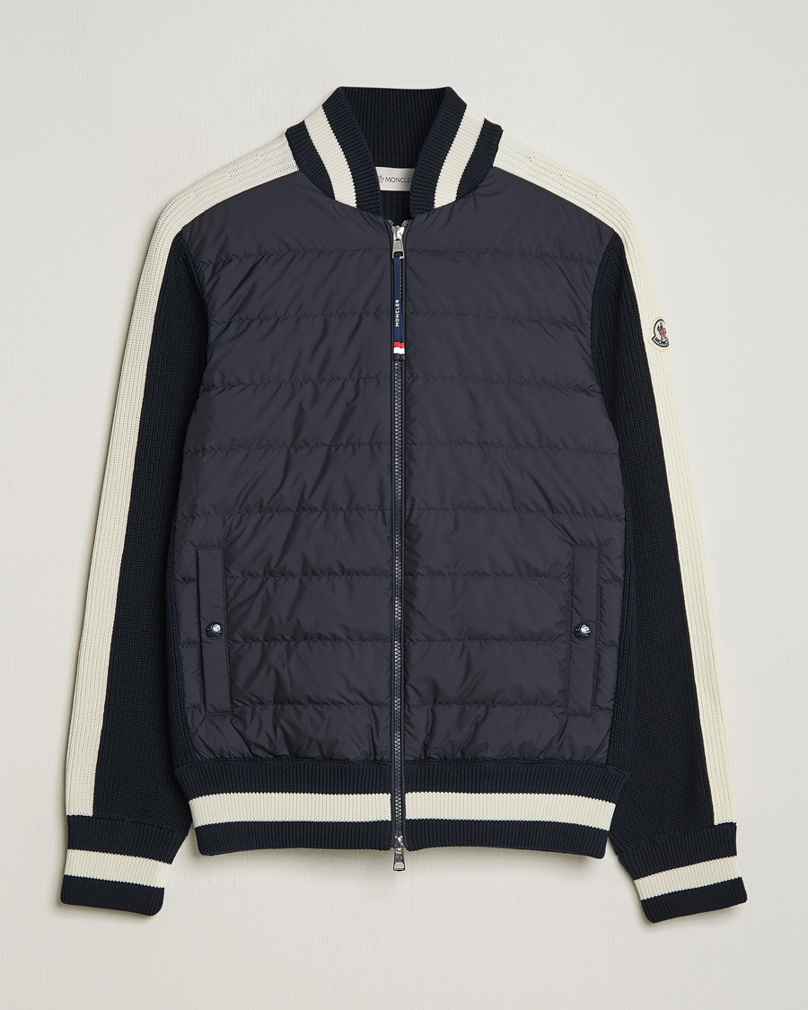 Herren | Pullover | Moncler | Contrast Rib Padded Cardigan Navy