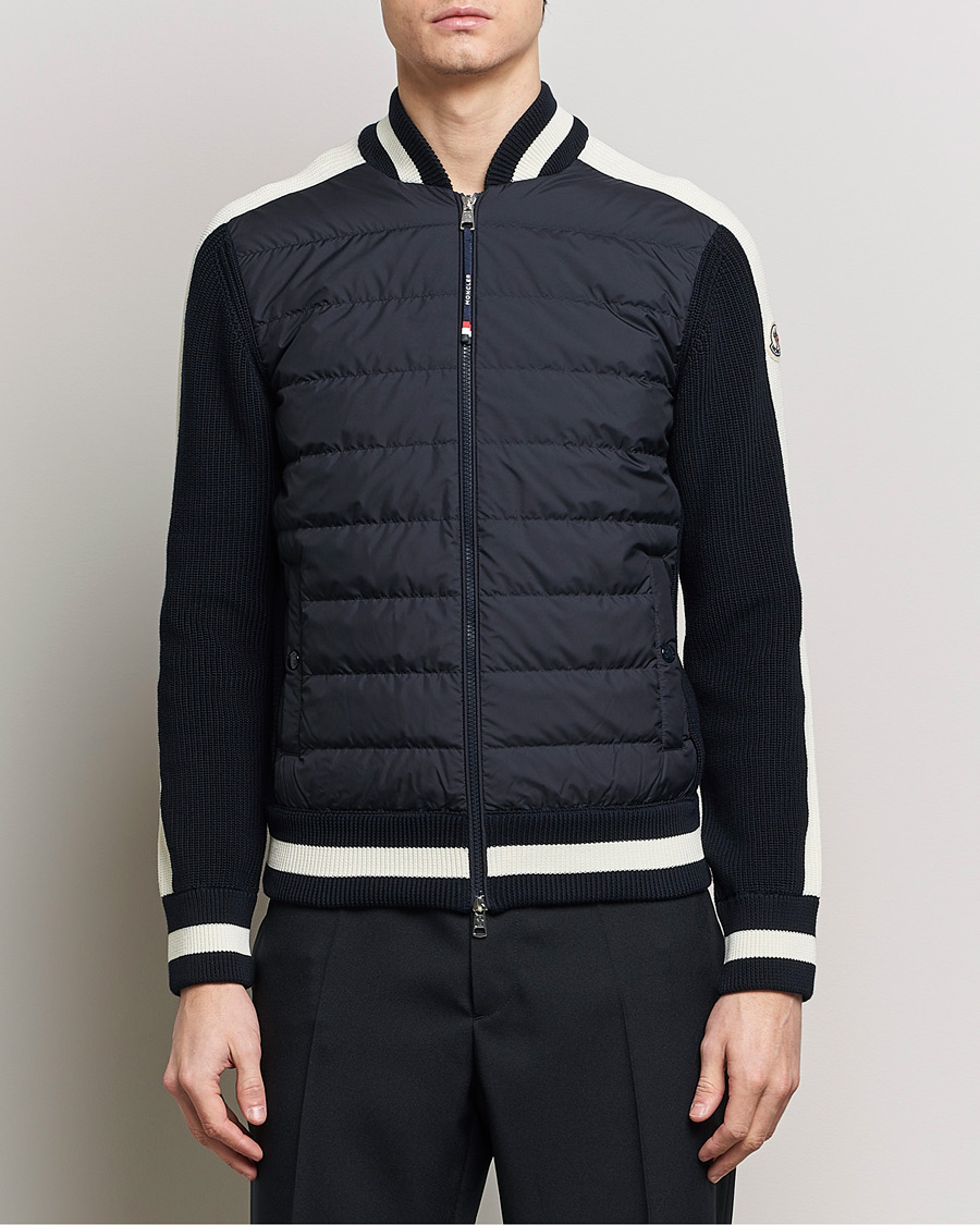 Herren | Pullover | Moncler | Contrast Rib Padded Cardigan Navy