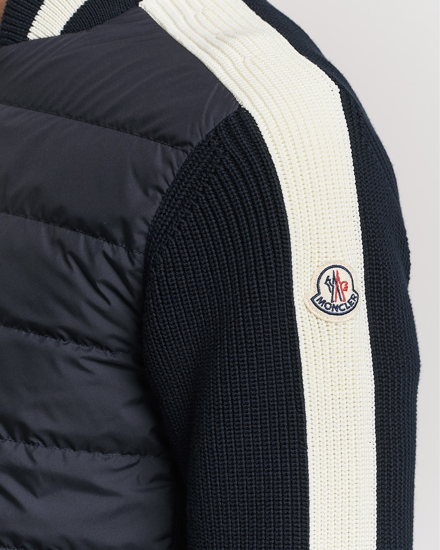 Herren | Pullover | Moncler | Contrast Rib Padded Cardigan Navy