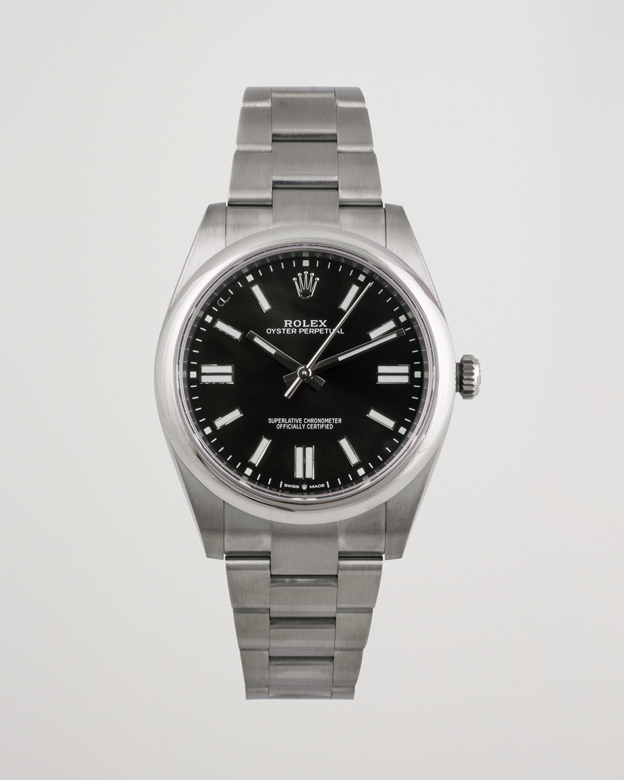 Herren | Rolex Pre-Owned Oyster Perpetual 124300 Black Silver | Rolex Pre-Owned | Oyster Perpetual 124300 Black Silver