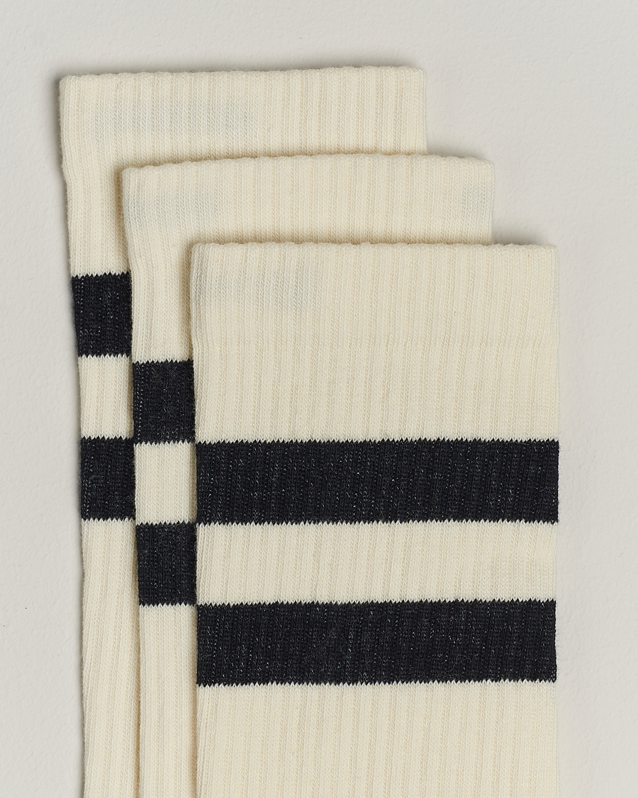 Herren | Sweyd | Sweyd | 3-Pack Two Stripe Cotton Socks White/Black