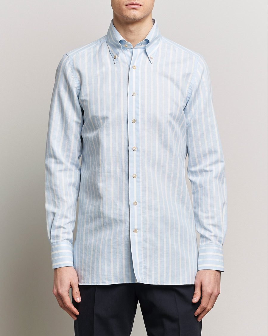 Herren | Formal Wear | 100Hands | Cotton Striped Shirt Light Blue