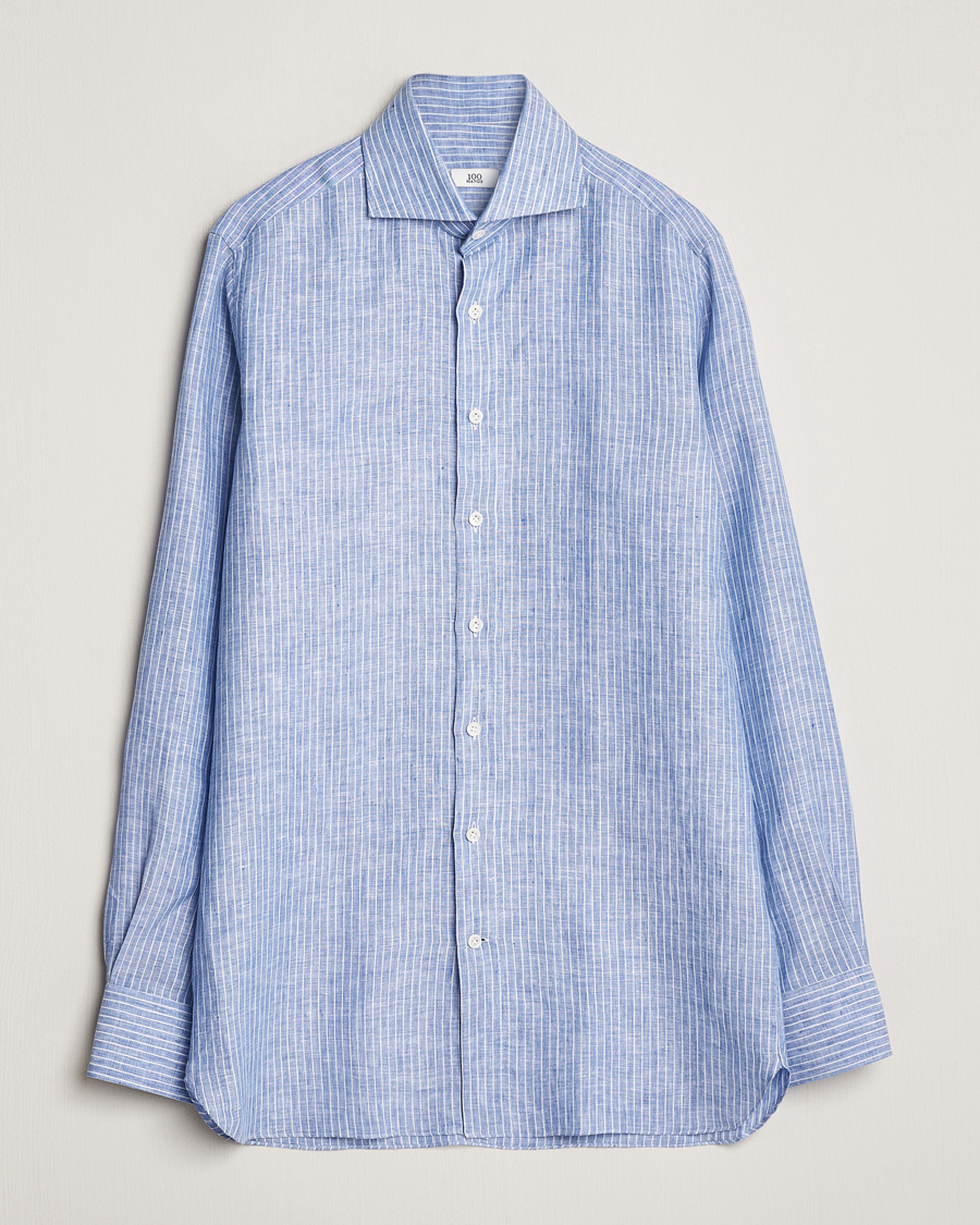 Herren | Hemden | 100Hands | Striped Linen Shirt Navy