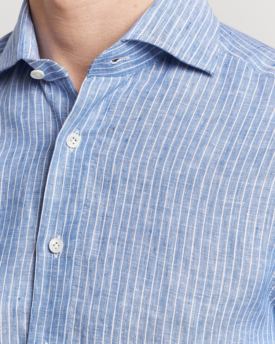 Herren | Hemden | 100Hands | Striped Linen Shirt Navy