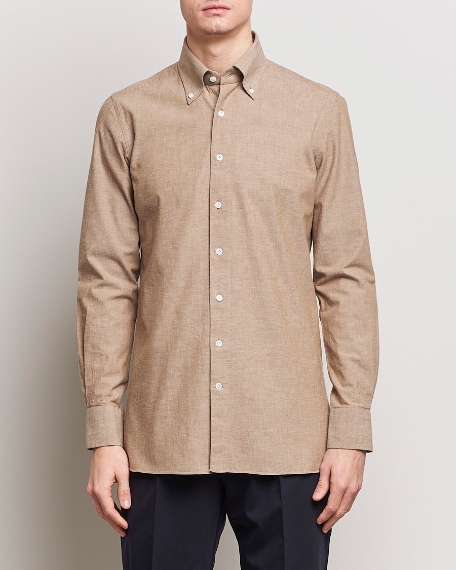 Men | Shirts | 100Hands | Japanese Chambray Shirt Brown