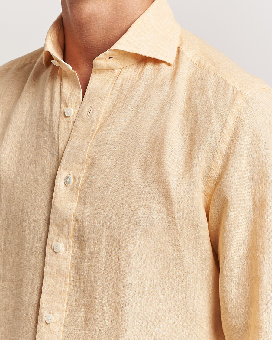 Herren | Hemden | 100Hands | Natural Stone Washed Linen Shirt Peach
