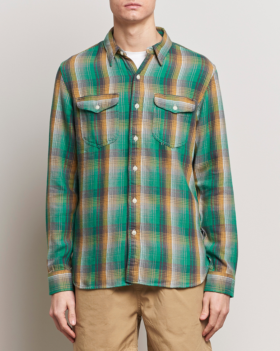 Men | RRL | RRL | Preston Double Pocket Shirt Green/Yellow