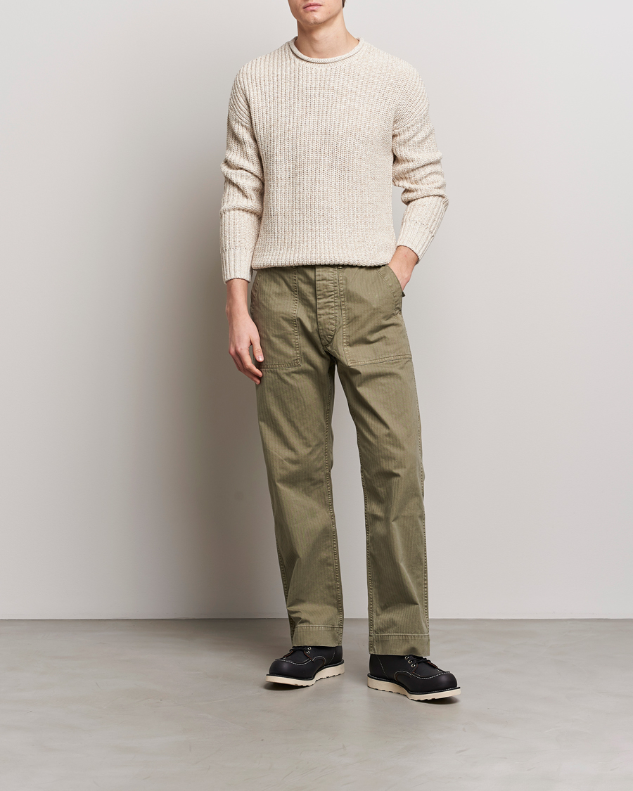 Herren | Pullover | RRL | Cotton/Linen Crew Neck Pullover Raw White